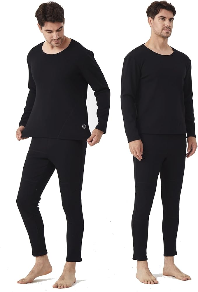 Mens Electric Heated Thermal Underwear Set Men's Winter Outdoor Sports Underwear with Battery Pack and Box