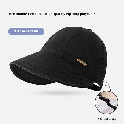 huablo]UPF 50+Womens Sun Hat UV Protection Hiking Fishing Hats Wide Brim Hat Adjustable Ponytail Packable Sun Cap