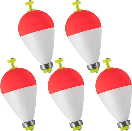 Dr.Fish 5 Pack Weighted Fishing Bobbers Snap-on Spring Bobbers Push Button Floats EVA Foam Pear Shape Bass Freshwater Fishing for Crappie Panfish Bluegill Trout