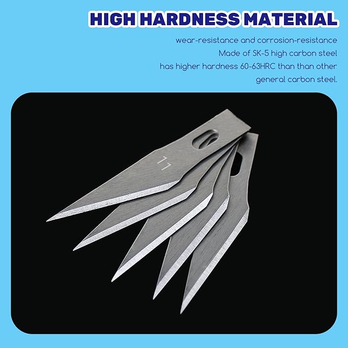 50Pcs #11 Exacto Replacement Blades with Storage Case, SK5 Carbon Steel Precision Hobby Knife Refill Blades for DIT Cutting, Carving, Trimming, Scrapbooking Crafting
