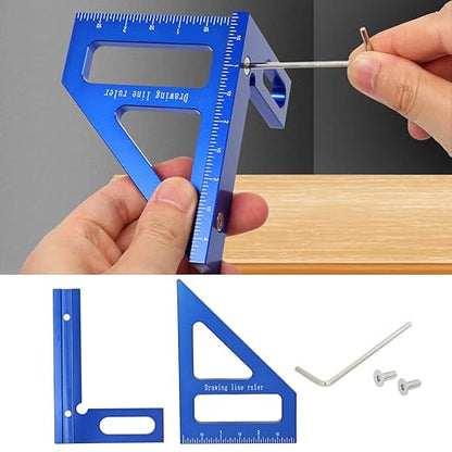 Imperial 3D Multi-Angle Measuring Ruler,45/90 Degree Aluminum Alloy Woodworking Square Protractor, Miter Triangle Ruler High Precision Layout Measuring Tool for Engineer Carpenter,003B