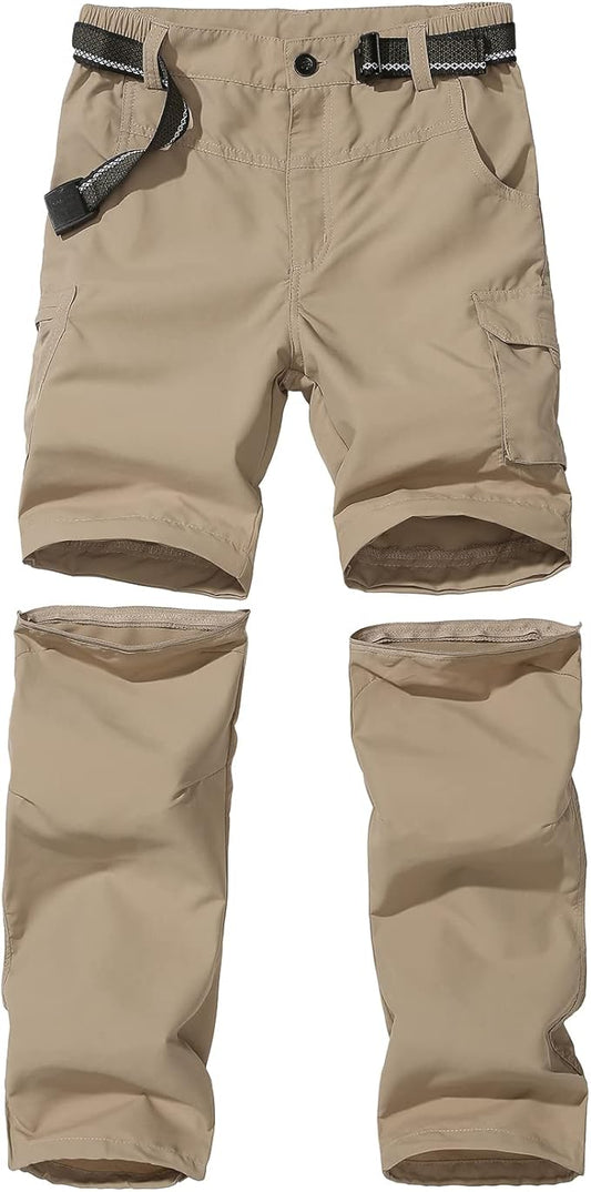 JOMLUN Boy’s Scout Pants Convertible Hiking Quick Dry Zip Off Pants Outdoor Climbing Casual Trouser Kids Youth Cargo Pants