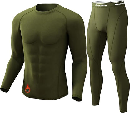 CL convallaria Thermal Underwear for Men Long Johns Fleece Lined Hunting Gear Set Base Layer for Cold Weather XS-4XL