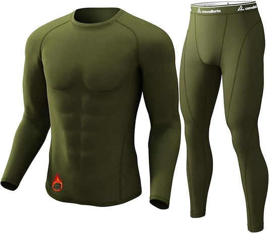 CL convallaria Thermal Underwear for Men Long Johns Fleece Lined Hunting Gear Set Base Layer for Cold Weather XS-4XL