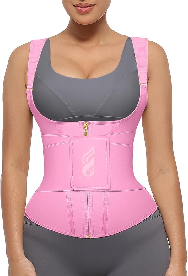FeelinGirl Waist Trainer for Women Tummy Control Waist Cincher Belt Workout Body Shaper Vest with Adjustable Shoulder Strap