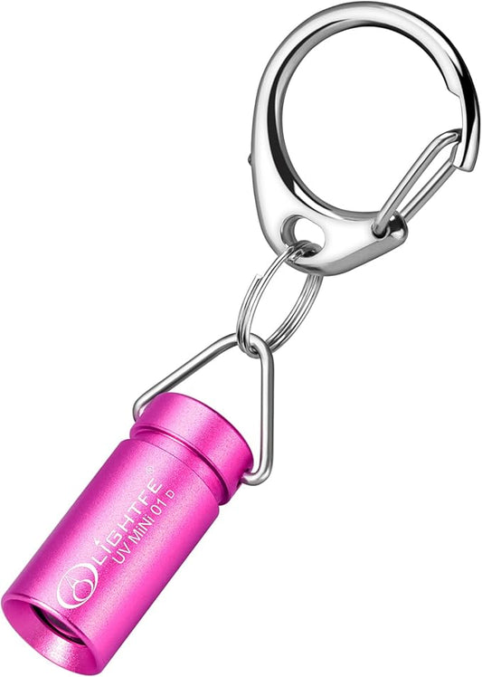 LIGHTFE UV Mini 01D Blacklight Flashlight 365nm Keychain lamp, Suitable for pet Urine Stains, Stains, Minerals, Fluorescent Agent Detection, and Currency Art Identification, etc