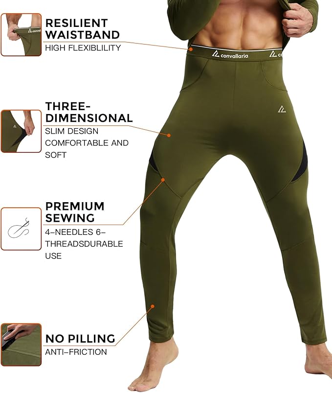 CL convallaria Thermal Underwear Long Johns Set Mens Winter Gift Hunting Gear Sport Base Layer Bottom Top