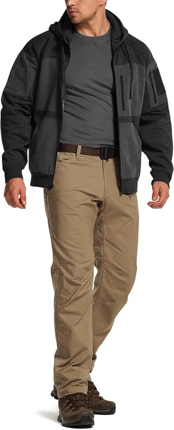CQR Men's Flex Stretch Tactical Pants, Water Resistant Ripstop Cargo Pants, Lightweight EDC Outdoor Work Hiking Pants