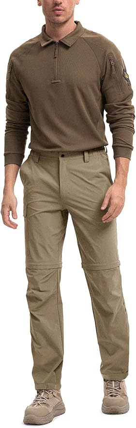 Moosehill Men's-Hiking-Pants Convertible Quick-Dry Water-Resistant Lightweight Zip-Off Outdoor with 5 Deep Pockets