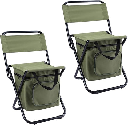 LEADALLWAY Fishing Chair with Cooler Bag Compact Fishing Stool Foldable Camping Chair