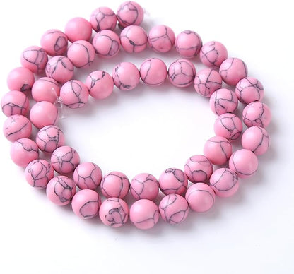 8MM 46PCS Pink Turquoise Spacer Loose Beads for Jewelry Making DIY Bracelet Necklace