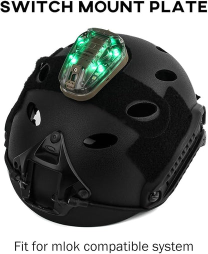 Tactical Helmet IR Strobe Light,Identification Light with Optional 4 Modes, Survival Signal for Outdoor Sports (Brown Base-Green)