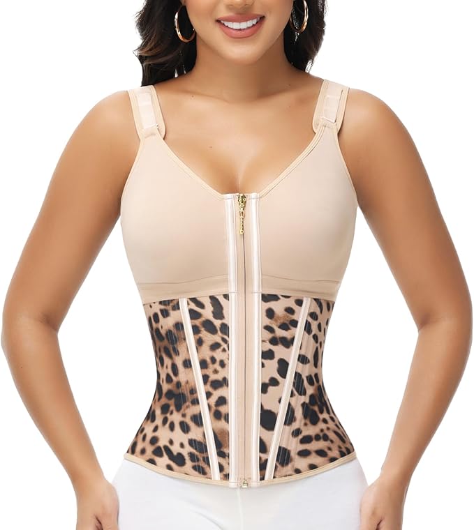 SHAPSHE Waist Trainer Corset for Women Tummy Control Sport Workout Body Shaper Vest for Women Postpartum Gym Zipper and Hooks