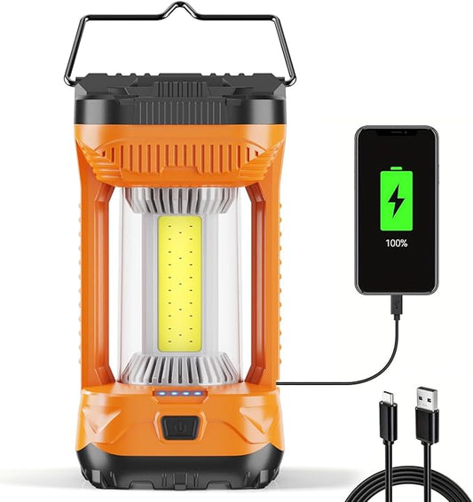 AlpsWolf Camping Lantern Rechargeable, 1000LM 4 Light Modes Camping Light 4000mAh Rechargeable Lantern for Power Outages Portable Camp Lantern with Memory Function, Orange, 1 Pack