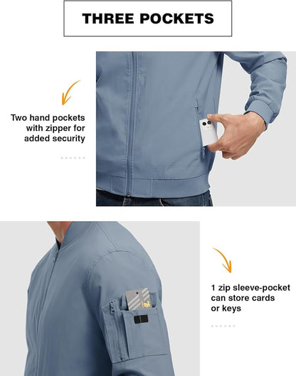 TBMPOY Men's Lightweight Bomber Jackets Light Windbreaker Casual Stylish Fall Golf Zip Up Dress Business Varsity