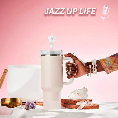 Stanley Cup Accessories Set Including 6 Pcs Silicone Spill Proof Stopper, 2 Pcs Straw Cover Cap for 9-10 mm Straws, 1 Pcs Silicone Boot for Stanley Cup 40oz & 30oz Tumbler (ROSE QUARTZ)