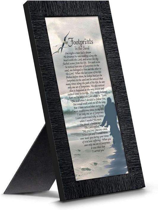 Footprints in the Sand Inspirational Wall Art, Beach Decor, Christian Gifts for Women and Men, Christian Wall Decor, Get Well Soon, Encouraging Scripture Wall Art, Framed Sympathy Gift 7703CH