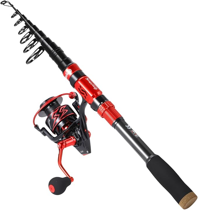 Sougayilang Portable Telescopic Fishing Rod with Carbon Fiber Material and Precision Carved Reel Seat - Suitable for Saltwater and Freshwater Fishing