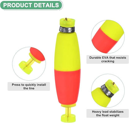 Fishing Bobbers Floats, EVA Foam Weighted Bobbers for Crappie/Bluegill/Trout Bass/Catfish, Clip-on Floats Slip Corks