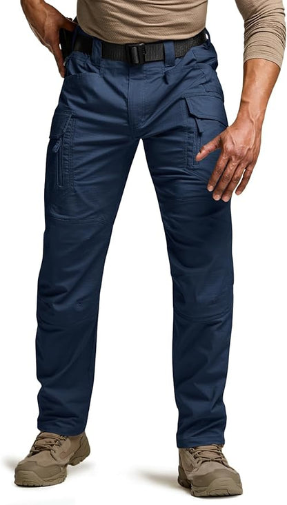 CQR Men's Flex Stretch Tactical Pants, Water Resistant Ripstop Cargo Pants, Lightweight EDC Outdoor Work Hiking Pants