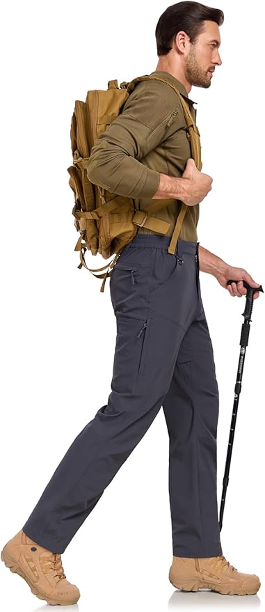 Mens Lightweight Cargo Hiking Patns Outdoor Quick Dry Work Tactical Pants with 6 Pockets Water Resistant Fishing Travel Pants