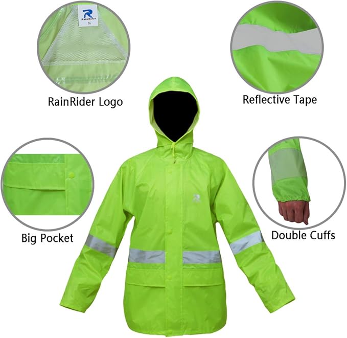 RainRider Rain Jacket Pants Suits for Men Women Waterproof Lightweight Rain Gear Workwear
