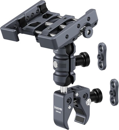 Anti-Theft Shock-Absorbing Phone Holder Kit, Aluminum Double Socket Arm and Handlebar Strong Rod Clamp, Installed on 0.55-1.77" Diameter Rail Round Rod (KPS-15)