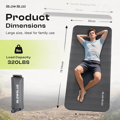 Self-Inflating Sleeping Pad with Portable Electric Air Pump, 4in Thick Memory Foam Camping Mattress for Tent Cot & Car Travel, Fast Inflate & Deflate Camping Pad