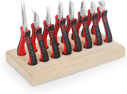 Jewelry Pliers Sets Jewelers Making Tools Kit, Professional 8 piece Mini Wire Plier with Wood Holder for Beading, Crafting, Crimping, Cutting, Repair, Wrapping, Complete Quality for Adults Starter