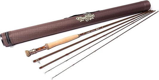Moonshine Rod Co. Fly Fishing Rod with Carrying Case and Extra Rod Tip Section, Slow-Medium-Fast Action