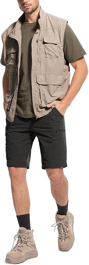 Moosehill Men's-Hiking-Pants Convertible Quick-Dry Water-Resistant Lightweight Zip-Off Outdoor with 5 Deep Pockets