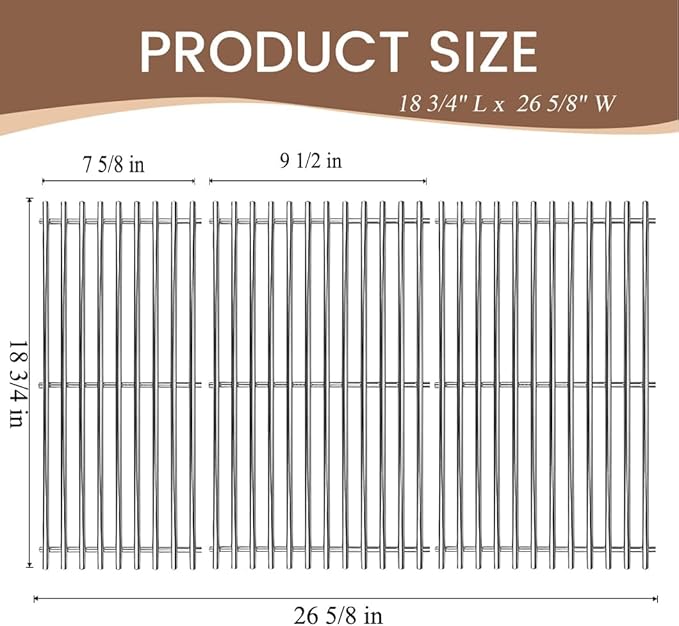 SF312C (3-Pack) 18 3/4" Stainless Steel Grates Replacement for BBQ Pro BQ05041-28, BQ51009 and Charbroil 463210310, 463210511, 463211511, 463211512, 463211513, 463211514