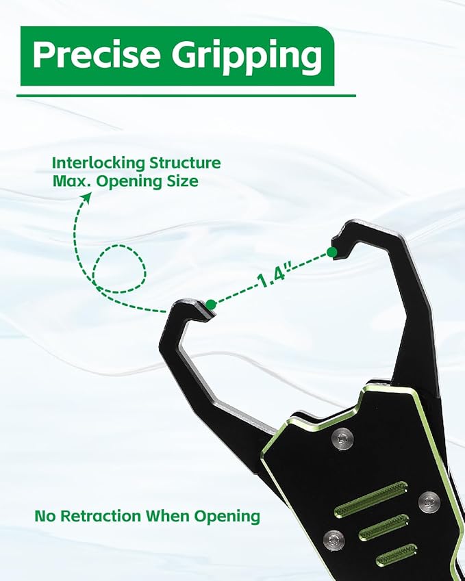 Fish Lip Gripper - 12.4" Aluminum Alloy Fish Grabber, Corrosion-Resistant Fish Holder for Saltwater, Max. 40lbs Scale with Non-retraction Jaws, Fishing Gear