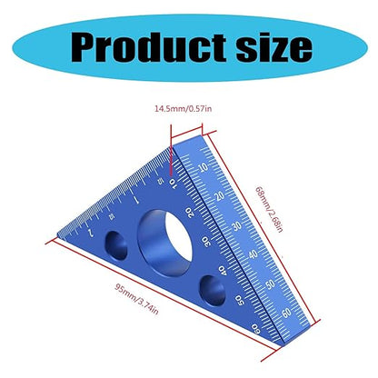 Woodworking Square 45/90 Degree Angles Ruler for Carpenter Aluminum Inch Metric Triangular Layout Square Metric Scale