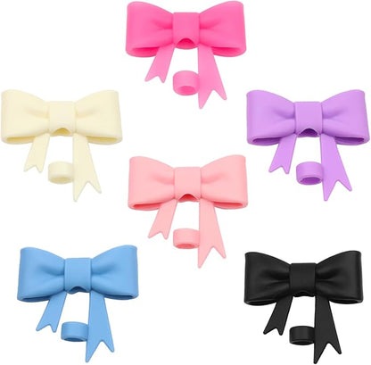 6Pcs Silicone Straw Toppers Covers for Stanley Cups 40/30oz 10mm(0.4in) Dust-Proof Bow Straw Covers Toppers Suitbale for Stanley Cup Accessories Reusable Straws Caps (Colorful B)