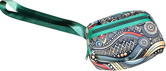 Yewande&co Neoprene Fanny Pack Belt Bag – Lightweight Waterproof Waist Bag with Adjustable Strap, 3 Zippered Pockets, Crossbody Belt Bag for Travel, African Design Crossbody Bags (River)