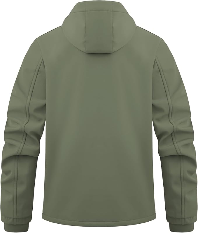 WULFUL Men's Lightweight Softshell Jacket Warm Fleece Lined Windbreaker Waterproof Soft Shell for Outdoor Hiking