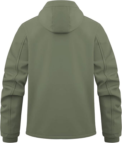 WULFUL Men's Lightweight Softshell Jacket Warm Fleece Lined Windbreaker Waterproof Soft Shell for Outdoor Hiking