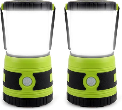 LED Camping lamp Super Bright 1500 lumens 4 Light Modes Dimmable searchlight Battery-Powered Emergency lamp Suitable for Night Hiking Tent Lighting Emergencies Power outages (Green X2)