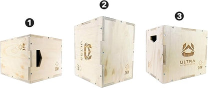 Ultra Fitness Gear Wooden Plyo Box, 31 Plyometric Jump Training Squat, Step Up, Jumps & More Workout Size S, M, L, XL
