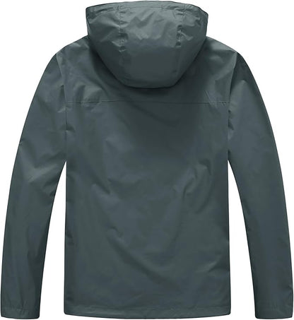 TBMPOY Men's Lightweight Rain Jackets Waterproof Raincoat with Hood Running Cycling Hiking Outdoor Windbreaker