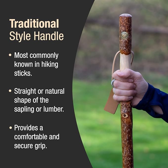 Brazos Rustic Wood Walking Stick, Twisted Sassafras, Traditional Style Handle, for Men & Women, Made in The USA