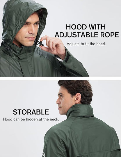 TOWN&FIELD Rain Suits for Fishing Waterproof Rain Gear for Men Women Heavy Duty Rain Coat Jacket with Pants/Overalls