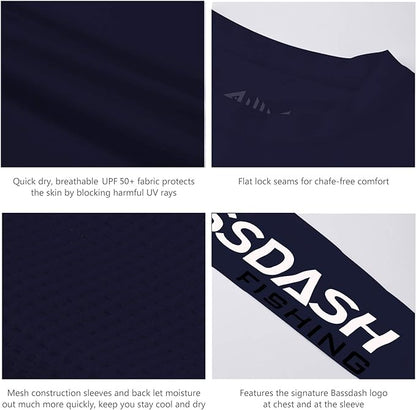 BASSDASH Fishing T Shirts for Men UV Sun Protection UPF 50+ Long Sleeve Tee T-Shirt
