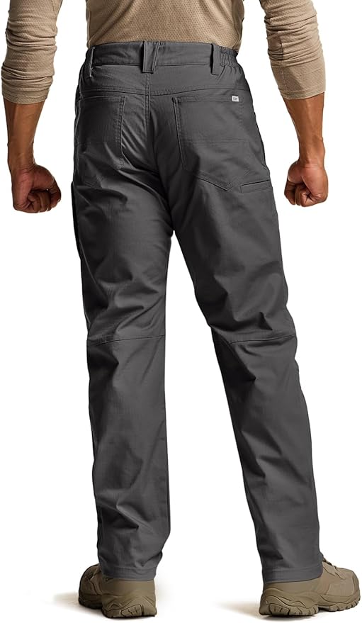 CQR Men's Flex Stretch Tactical Pants, Water Resistant Ripstop Cargo Pants, Lightweight EDC Outdoor Work Hiking Pants