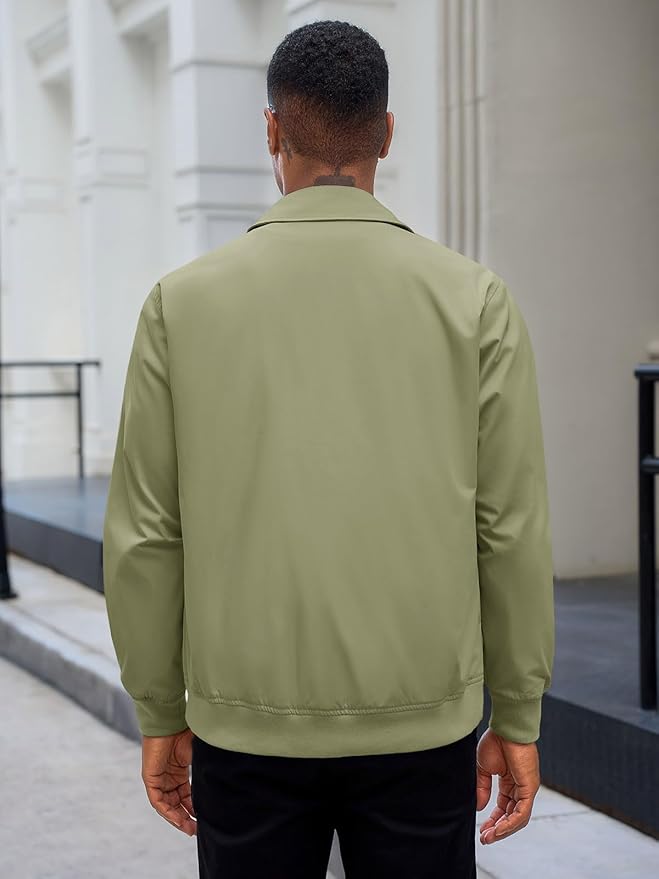 Runcati Mens Lightweight Jackets Button Down Casual Windbreaker Vintage Fall Bomber Jacket with Pockets