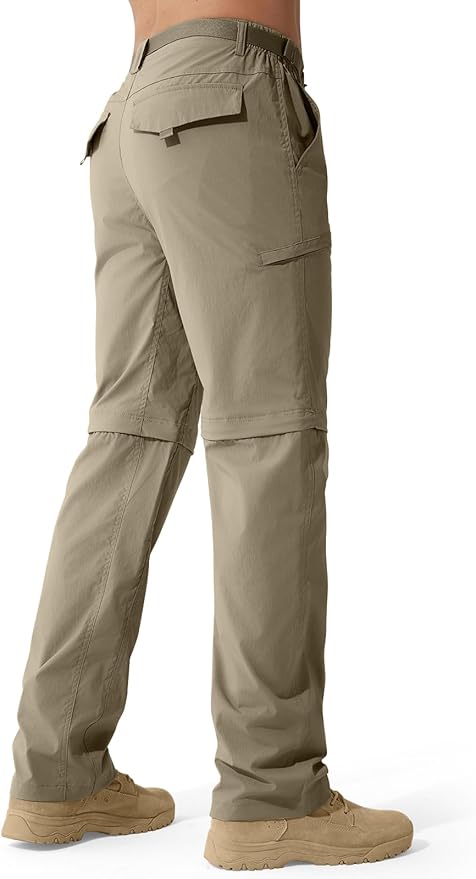 FREE SOLDIER Men's Outdoor Convertible Hiking Pants with Belt Lightweight Quick Dry Tactical Cargo Pants Nylon Spandex