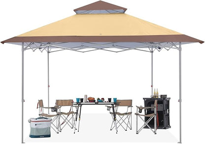 ABCCANOPY 13x13 Pop Up Canopy Base on 10x10 Canopy Frame with Double Ventilated Top, 4 Sandbags, 4 Ropes and 8 Stakes (Beige)