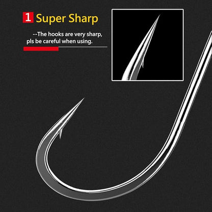AMHDV 200pcs Forged Long Shanked Fishing Hooks for Saltwater Freshwater, Long Shank Octopus Fish Hook