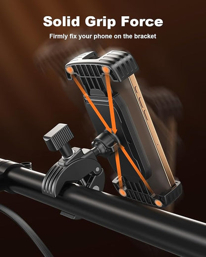 SUPERONE Bike Phone Holder, [1s Lock] Motorcycle Phone Mount, [Anti-Shake] Handlebar Cell Phone Clamp, Scooter Phone Clip for Handlebars with Diameters 0.65-1.2 in, Suitable for 4.7-7.2 in Phones